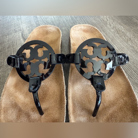 Tory Burch‎ Miller Cloud Thong Sandal Black Patent Leather Women Size 8